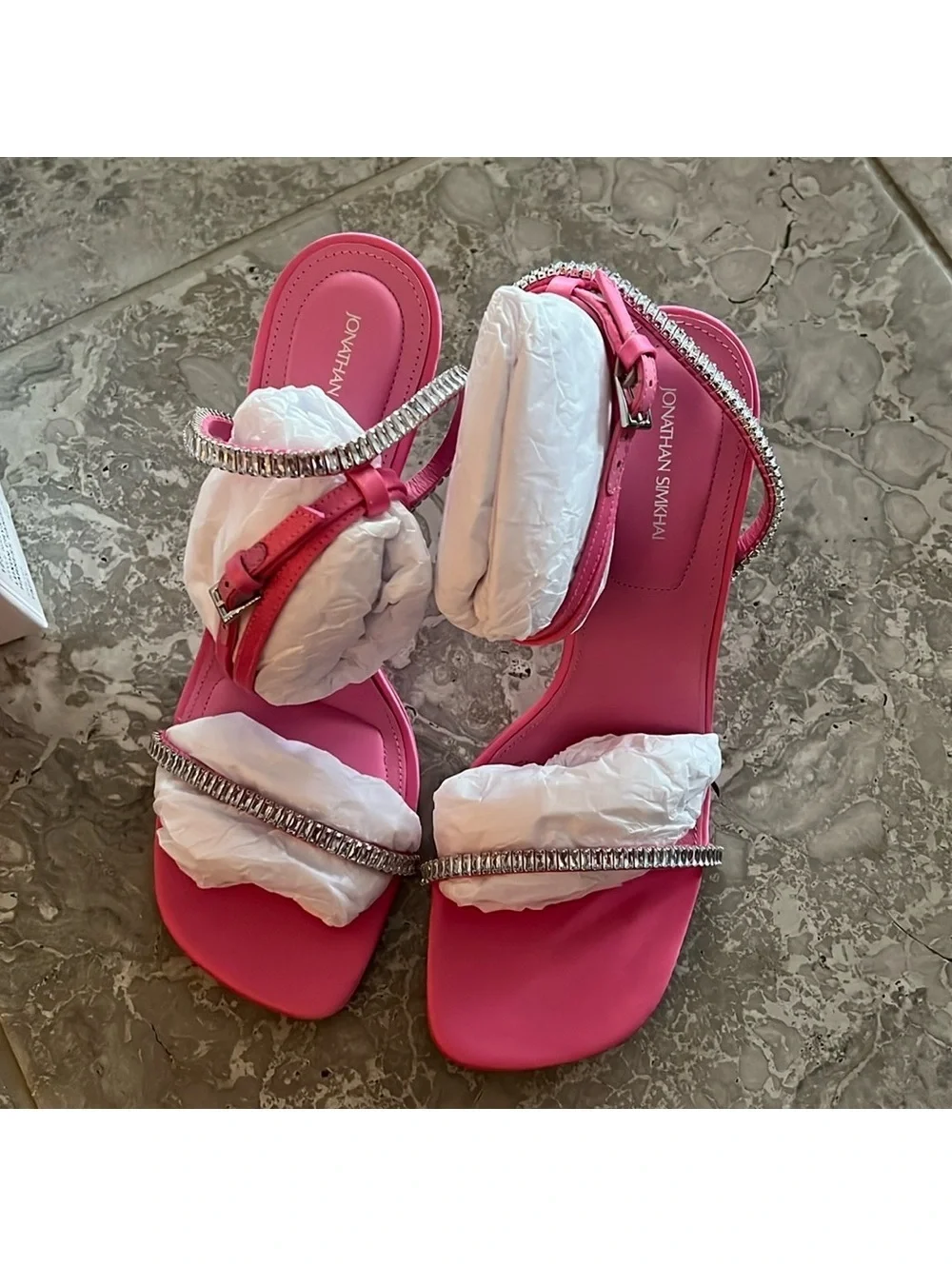 Jonathan Simkhai Luxon Crystal Harness Sandals in Pink, Size EU41 Retail $675